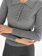 Sweater with collar knitwear gray