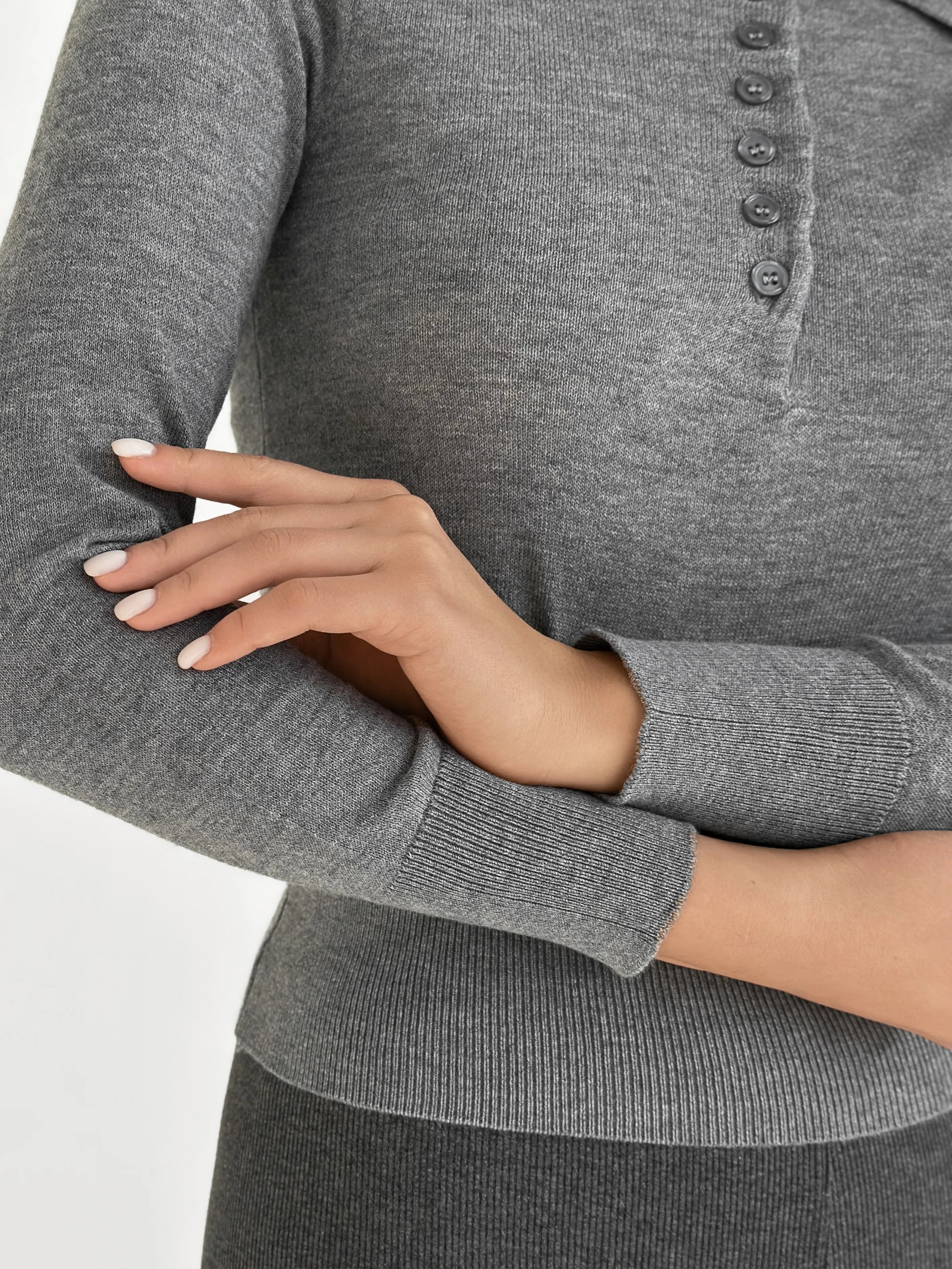 Sweater with collar knitwear gray