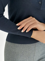 Sweater with collar knitwear navy blue