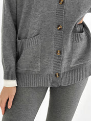 Knitted cardigan elongated with buttons graphite