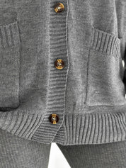 Knitted cardigan elongated with buttons graphite