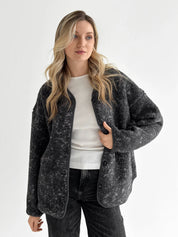 Teddy plush demi-season jacket graphite