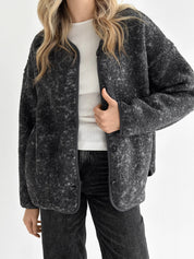 Teddy plush demi-season jacket graphite