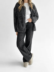 Teddy plush demi-season jacket graphite