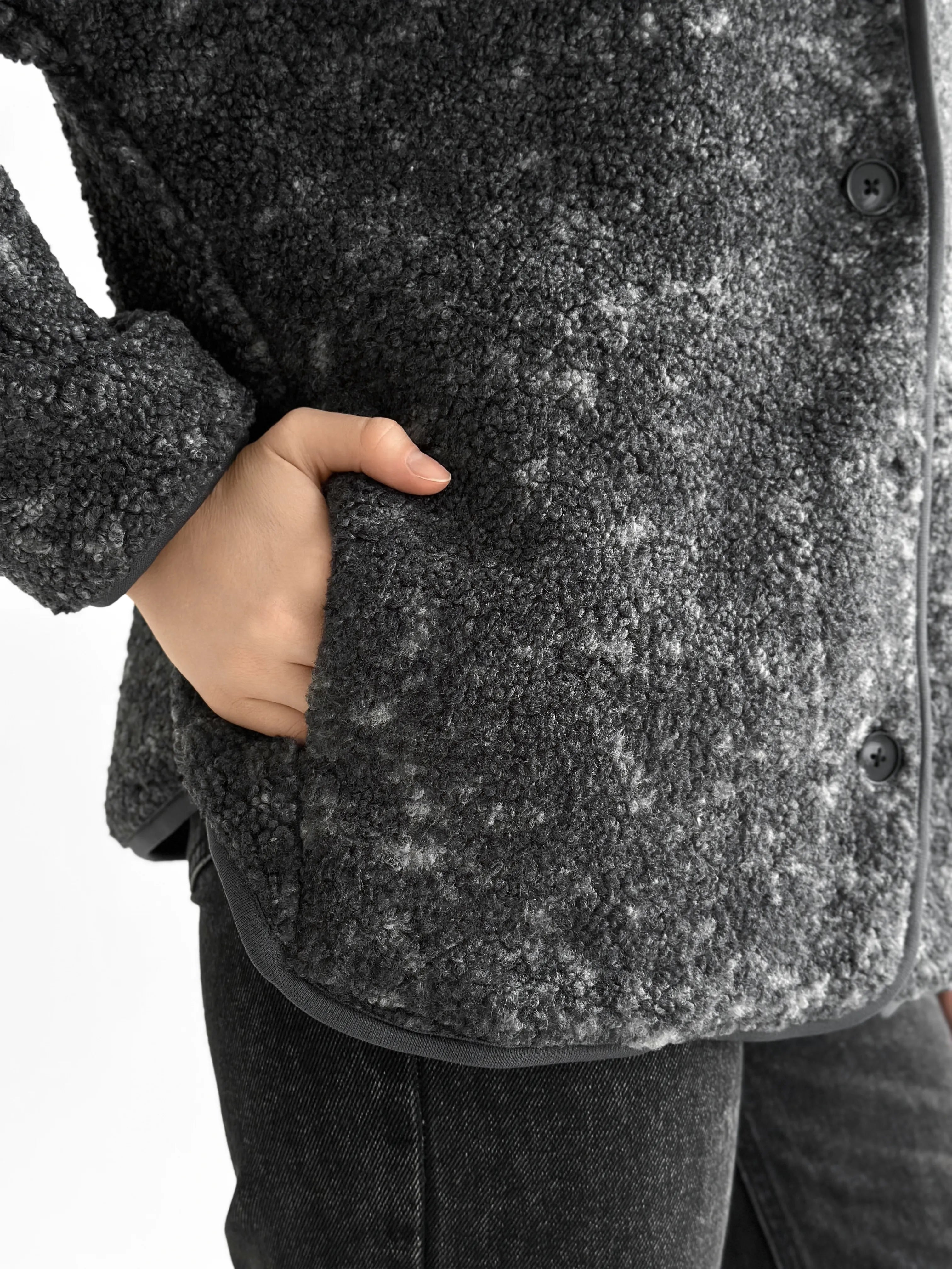 Teddy plush demi-season jacket graphite