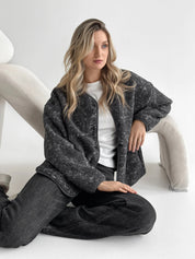 Teddy plush demi-season jacket graphite