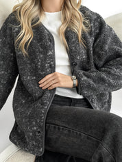 Teddy plush demi-season jacket graphite