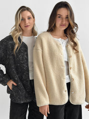 Teddy plush demi-season jacket graphite