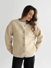 Teddy plush demi-season jacket milky