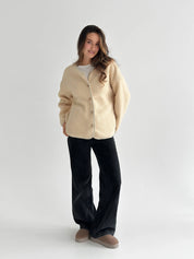 Teddy plush demi-season jacket milky