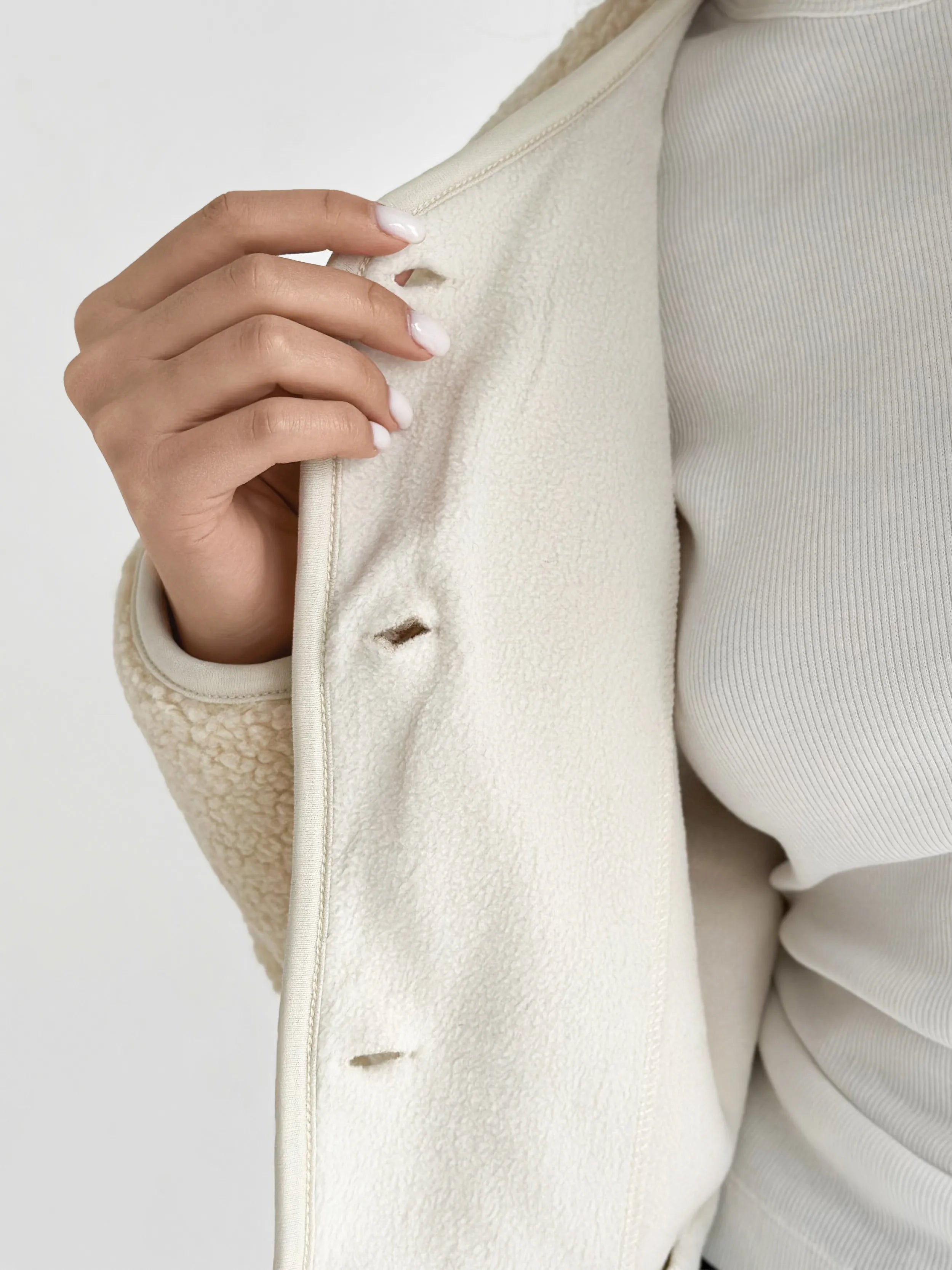Teddy plush demi-season jacket milky