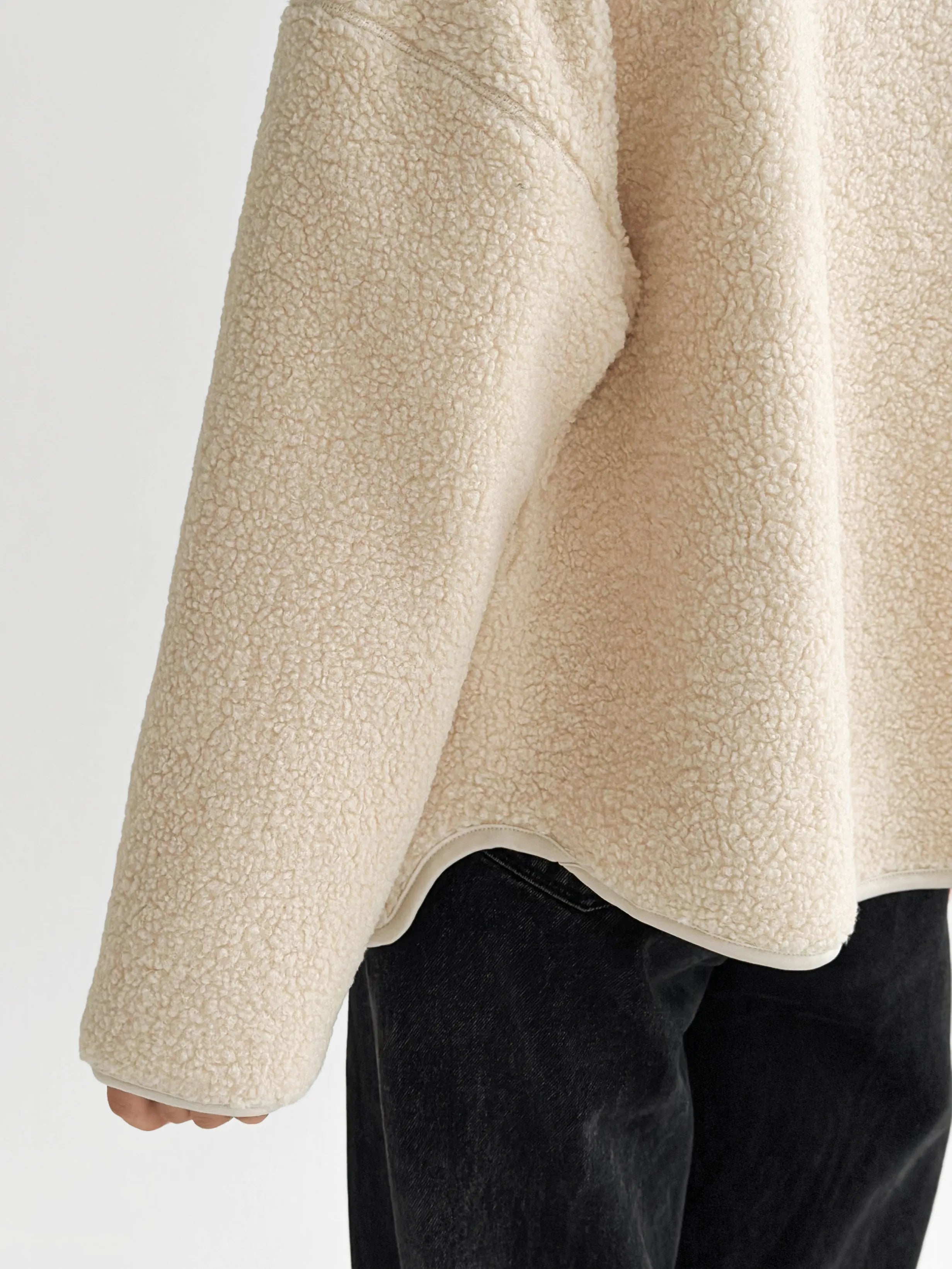 Teddy plush demi-season jacket milky