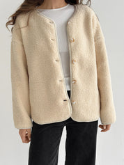 Teddy plush demi-season jacket milky