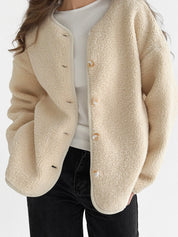 Teddy plush demi-season jacket milky