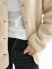 Teddy plush demi-season jacket milky