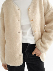 Teddy plush demi-season jacket milky