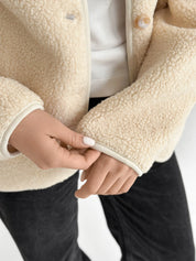 Teddy plush demi-season jacket milky