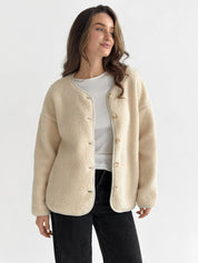 Teddy plush demi-season jacket milky