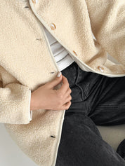 Teddy plush demi-season jacket milky
