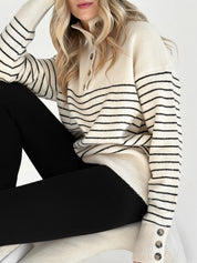 Wool sweater with striped collar