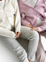 Wool cardigan with hood and buttons milky
