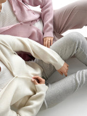 Wool cardigan with hood and buttons milky