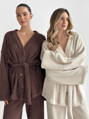SOFT Terry Button Down Sweater Milk