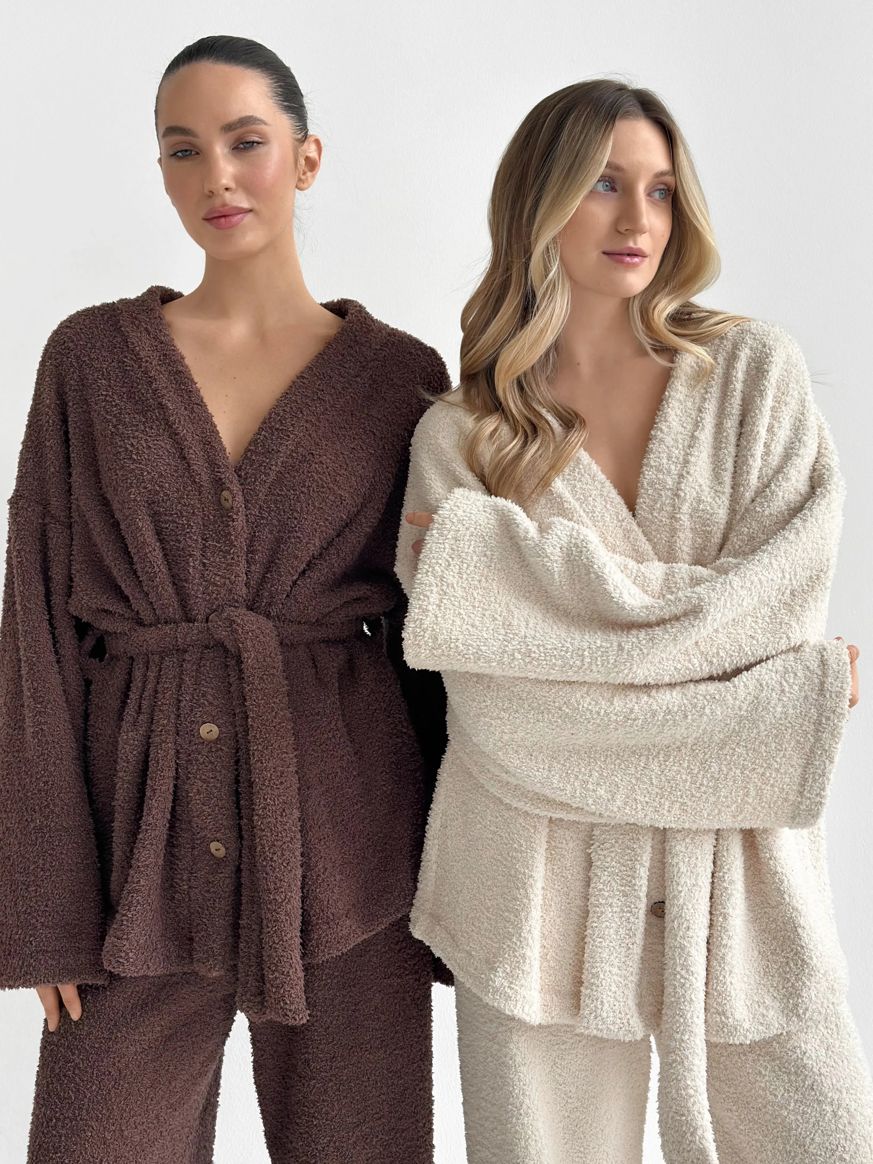 SOFT Terry Button Down Sweater Milk