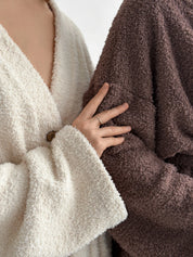 SOFT Terry Button Down Sweater Milk