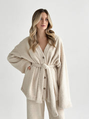 SOFT Terry Button Down Sweater Milk