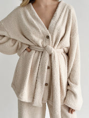 SOFT Terry Button Down Sweater Milk