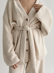 SOFT Terry Button Down Sweater Milk