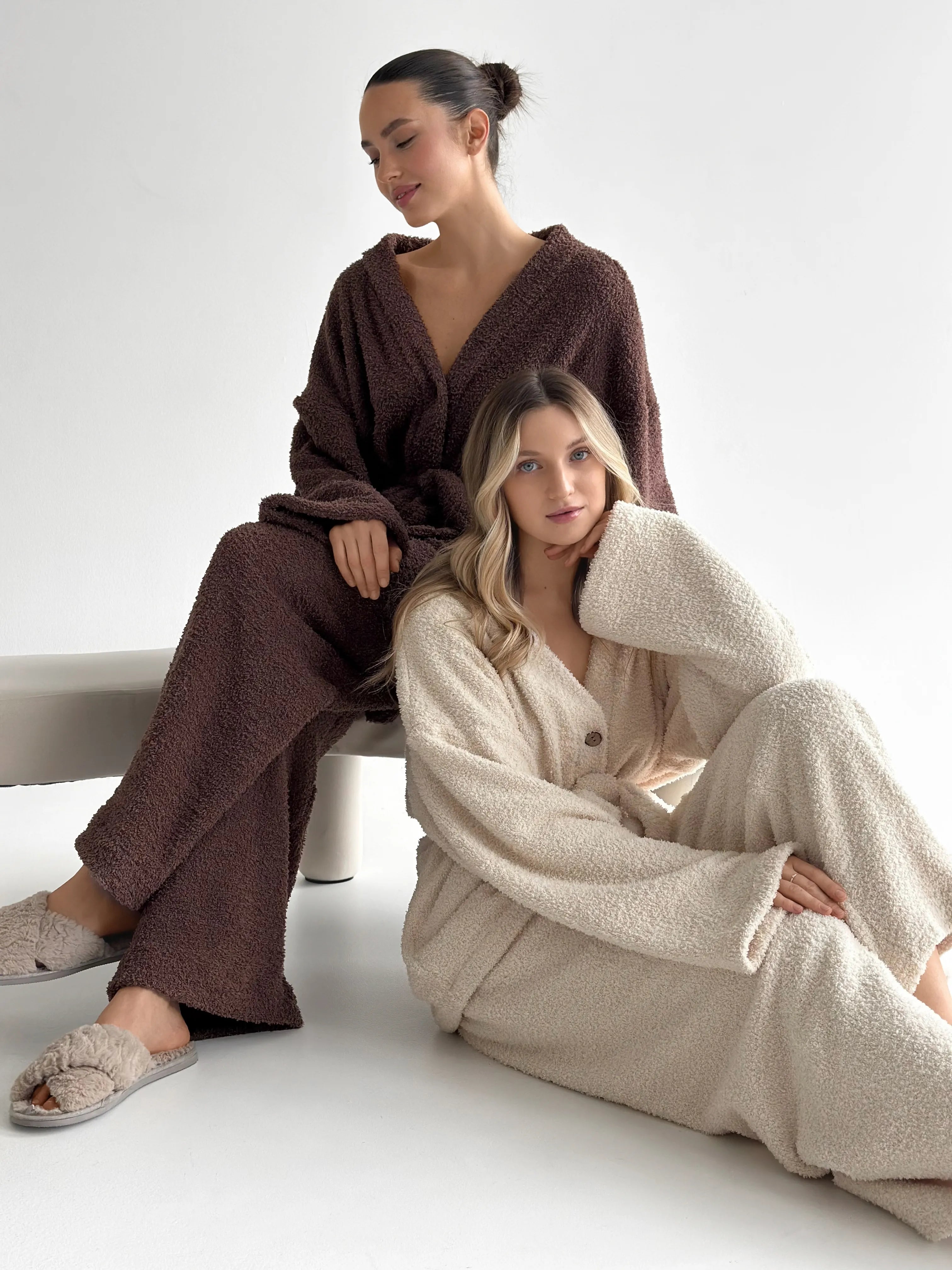 SOFT Terry Button Down Sweater Milk