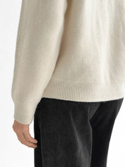 Hooded cardigan with brown buttons, milky