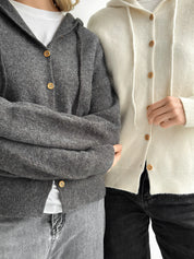 Hooded cardigan with buttons graphite