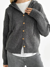 Hooded cardigan with buttons graphite
