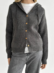 Hooded cardigan with buttons graphite