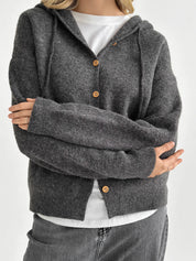 Hooded cardigan with buttons graphite