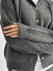 Hooded cardigan with buttons graphite