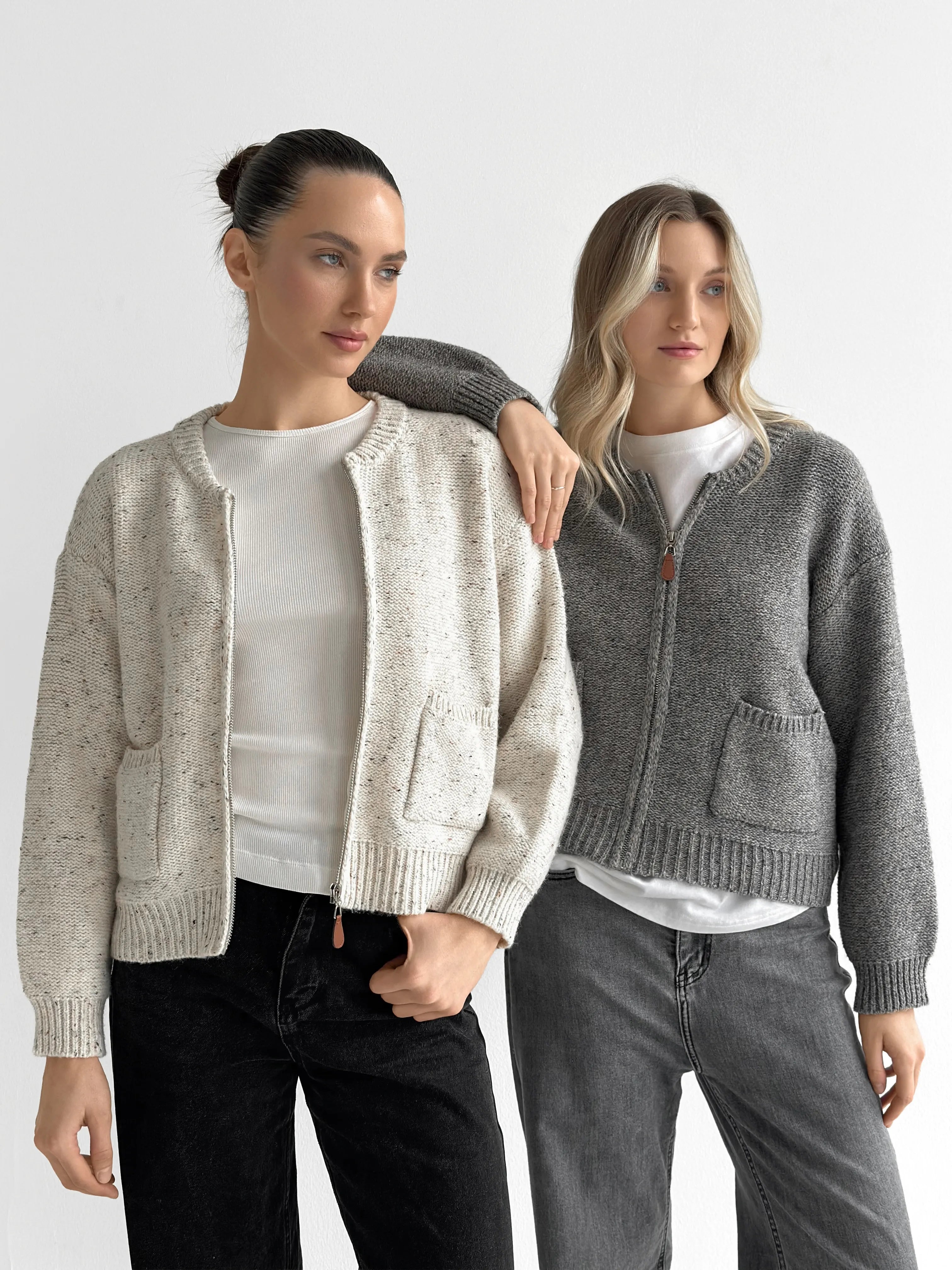 Gray zipper cardigan