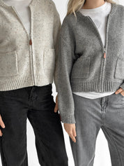 Gray zipper cardigan