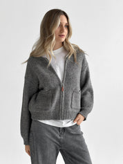 Gray zipper cardigan