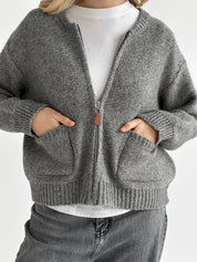 Gray zipper cardigan