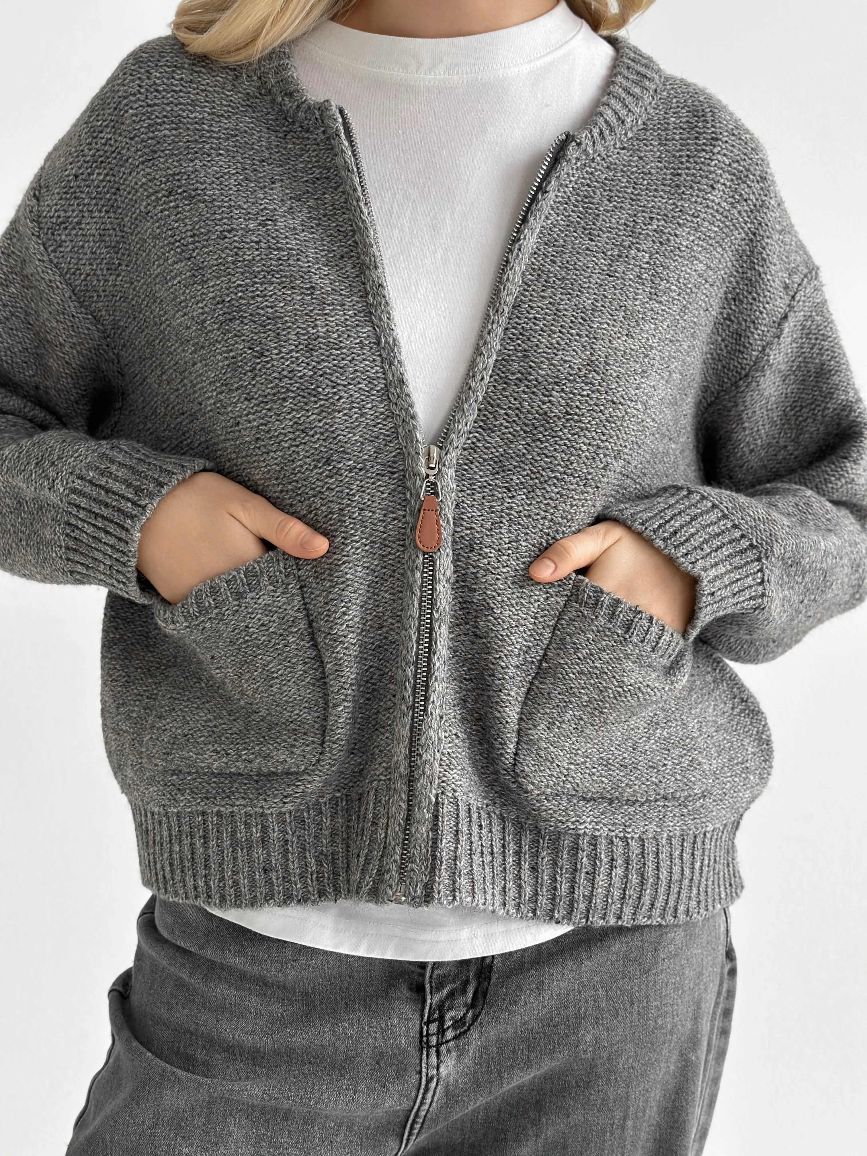 Gray zipper cardigan