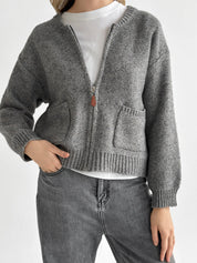 Gray zipper cardigan