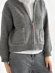 Gray zipper cardigan
