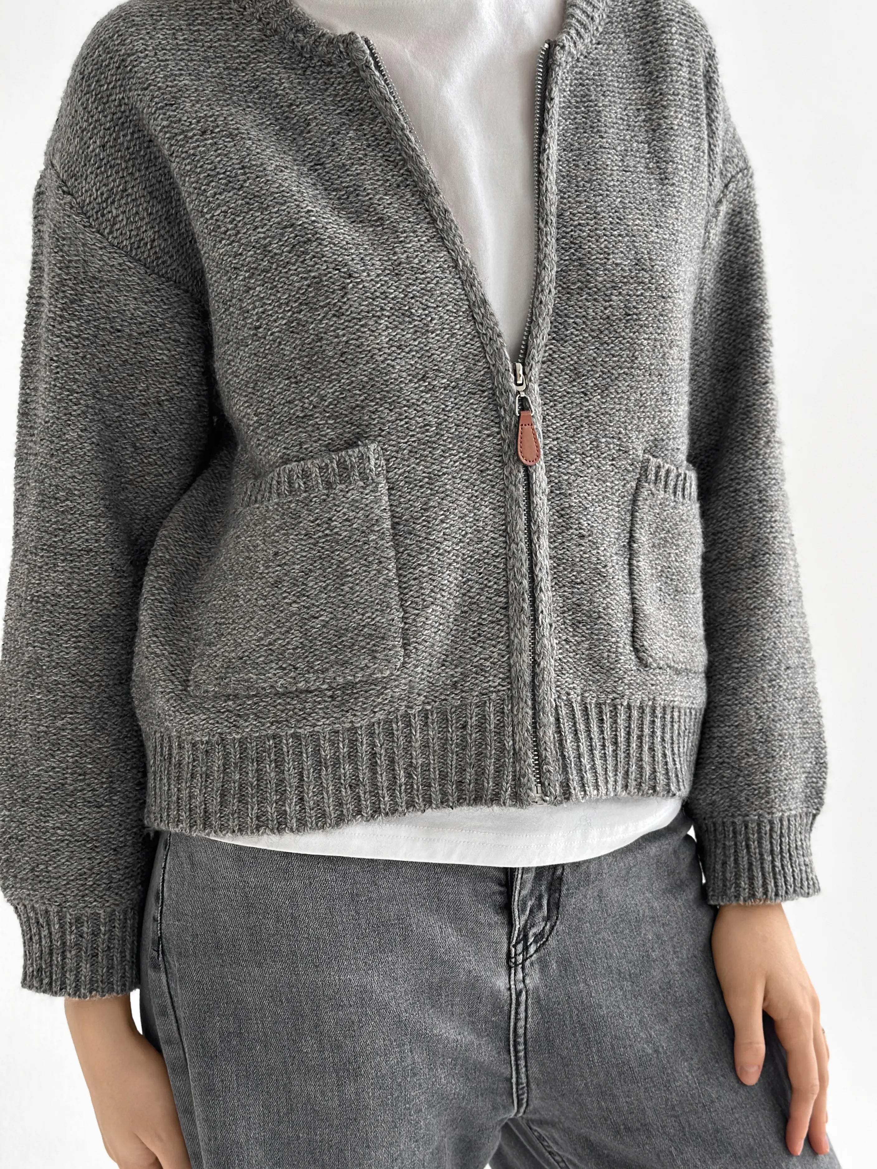 Gray zipper cardigan