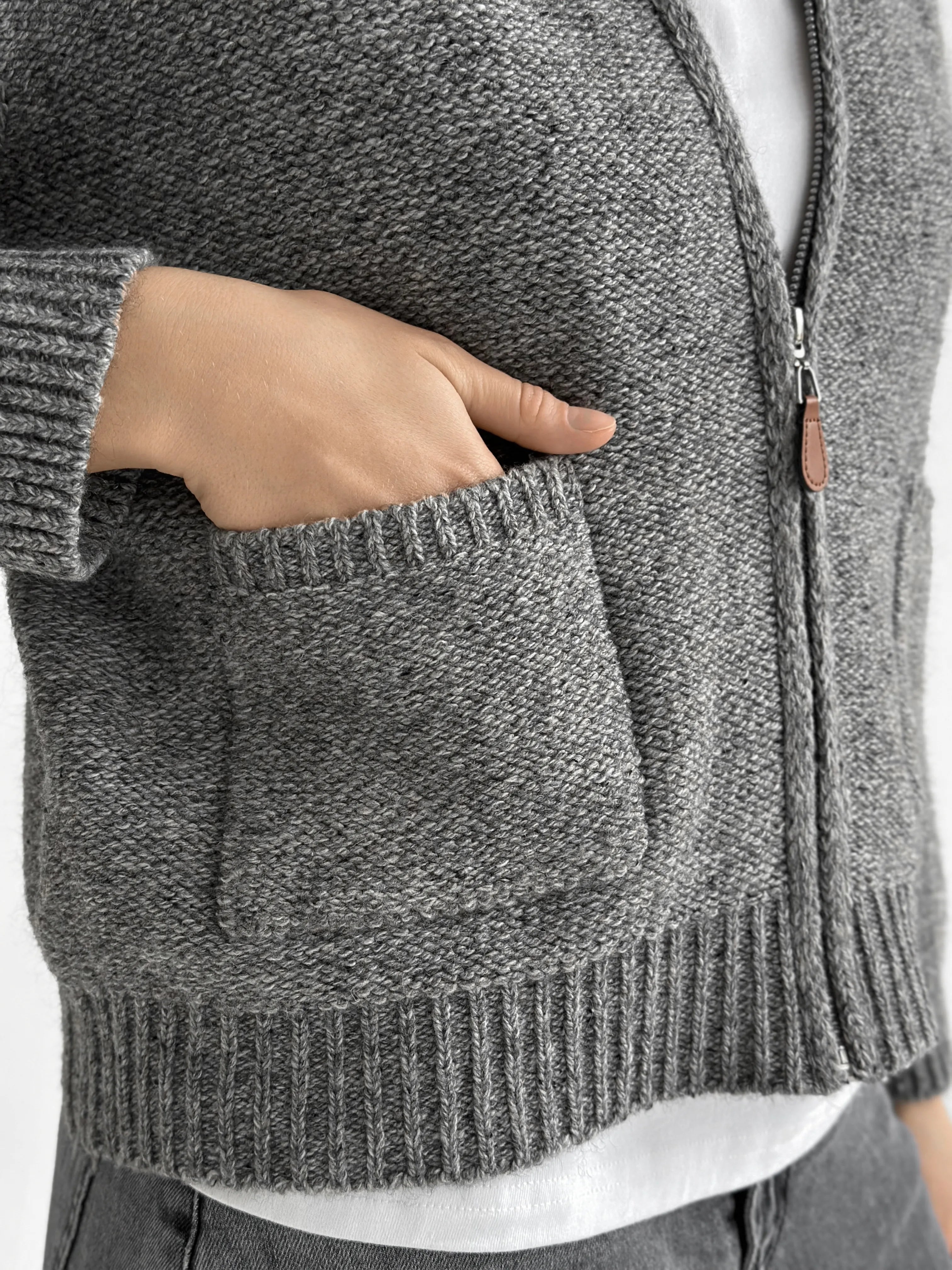 Gray zipper cardigan
