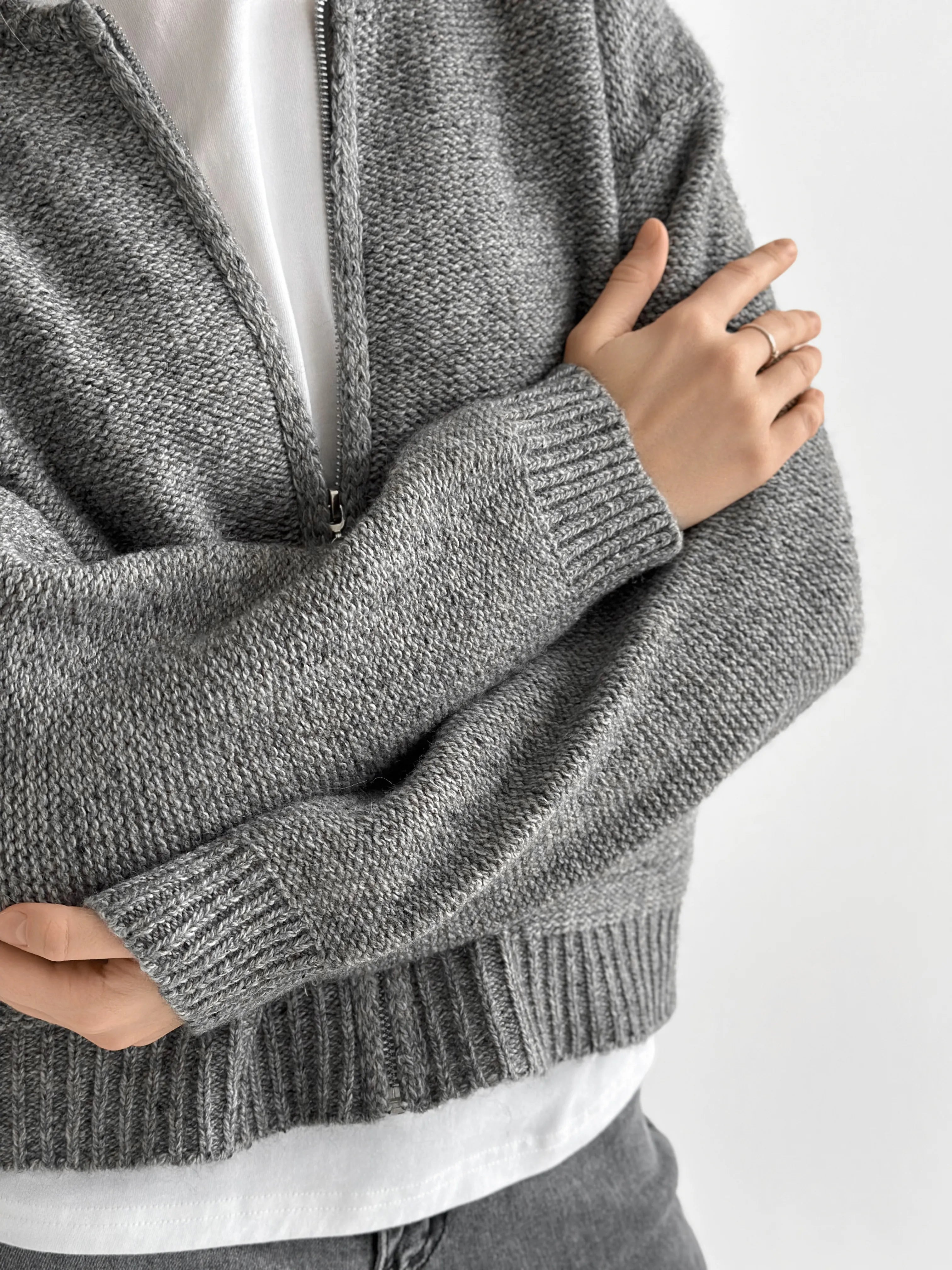 Gray zipper cardigan