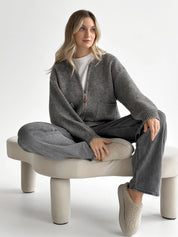 Gray zipper cardigan